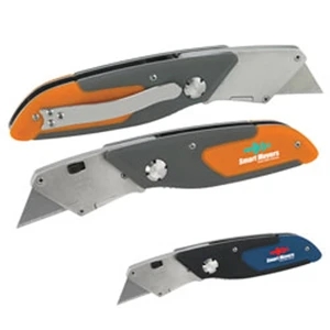 Cushion Grip Knife. Foldable, With Plastic Blade Protector. Belt Clip Attached
