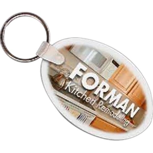 Full Color On White Item - 2.75" X 1.875" - Full Color Oval Shaped Key Tag