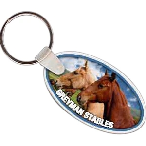 Full Color On White Item - 2.25" X 1.25" - Full Color Oval Shaped Key Tag