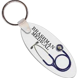 Full Color On White Item - 2.875" X 1.125" - Full Color Oval Shaped Key Tag