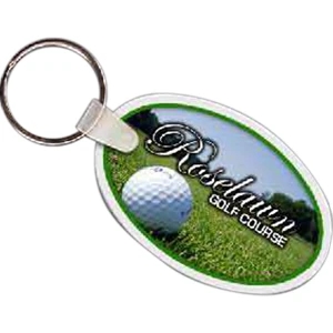Full Color On White Item - 2.55" X 1.64" - Full Color Oval Shaped Key Tag
