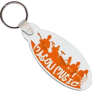 Full Color On White Item - 2.75" X 1.25" - Full Color Oval Shaped Key Tag