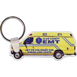 Full Color On White Item - 2.78" X 1.20" - Full Color Ambulance Shaped Key Tag