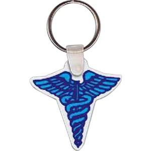 Full Color On White Item - 1.87" X 1.87" - Full Color Caduceus Shaped Key Tag