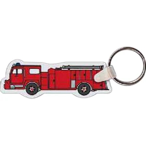 Full Color On White Item - 3" X 1" - Full Color Fire Truck Shaped Key Tag