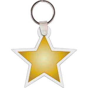Full Color On White Item - 2.375" X 2.375" - Full Color Star Shaped Key Tag