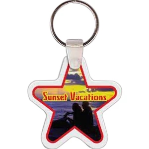 Full Color On White Item - 2.04" X 2.08" - Full Color Star Shaped Key Tag