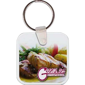 Full Color On White Item - 1.75" X 1.75" - Full Color Square Shaped Key Tag