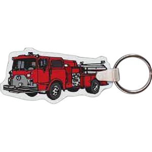 Full Color On White Item - 3" X 1.49" - Full Color Fire Truck Shaped Key Tag