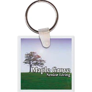 Full Color On White Item - 1.625" X 1.625" - Full Color Square Shaped Key Tag