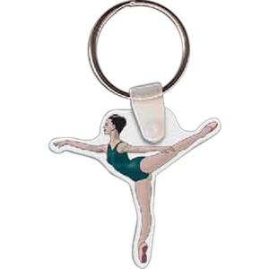 Full Color On White Item - Full Color Ballerina Shaped Key Tag, 1.8" W X 1.72" H
