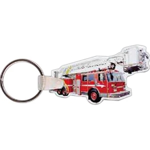 Full Color On White Item - 2.42" X 1.42" - Full Color Fire Truck Shaped Key Tag
