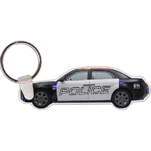 Full Color On White Item - Full Color Police Car Shaped Key Tag, 3.10" W X 1.06" H