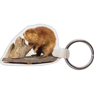 Full Color On White Item - 2.25" X 1.5" - Full Color Beaver Shaped Key Tag