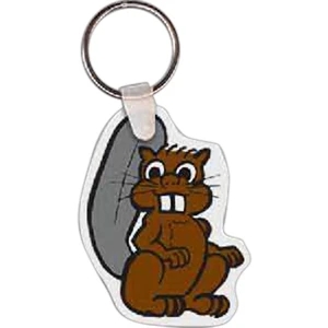 Full Color On White Item - 1.85" X 2.4" - Full Color Beaver Shaped Key Tag