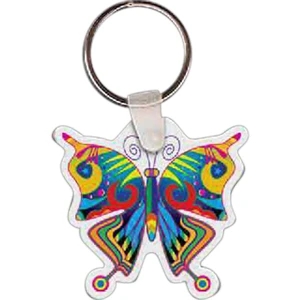 Full Color On White Item - 1.90" X 1.82" - Full Color Butterfly Shaped Key Tag