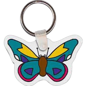 Full Color On White Item - 2.35" X 1.53" - Full Color Butterfly Shaped Key Tag