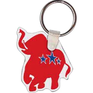 Full Color On White Item - 1.63" X 1.93" - Full Color Elephant Shaped Key Tag