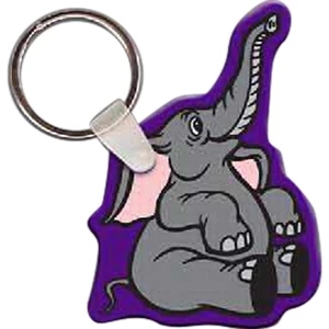 Full Color On White Item - 1.89" X 2.66" - Full Color Elephant Shaped Key Tag