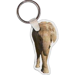 Full Color On White Item - 1.29" X 2.49" - Full Color Elephant Shaped Key Tag