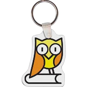 Full Color On White Item - 1.70" X 2.27" - Full Color Owl Shaped Key Tag