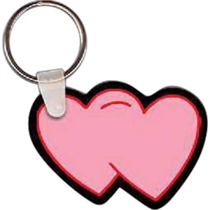 Full Color On White Item - Full Color Two Heart Shaped Key Tag, 2.29" W X 1.63" H