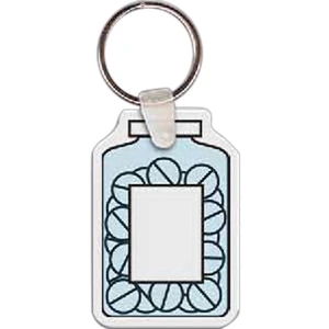 Full Color On White Item - Full Color Bottle Of Pills Shaped Key Tag, 1.49" W X 2.2" H