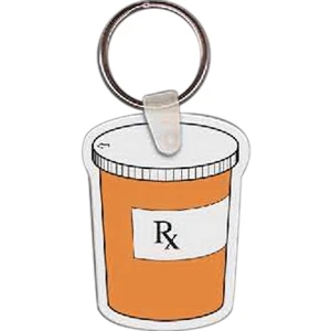 Full Color On White Item - Full Color Pill Bottle Shaped Key Tag, 1.6" W X 2.1" H