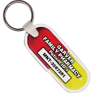 Full Color On White Item - Full Color Pill Capsule Shaped Key Tag, 2.83" W X 1.15" H