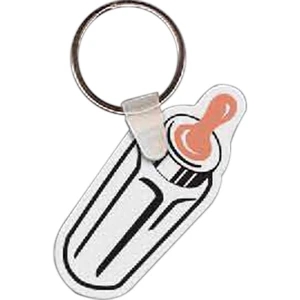 Full Color On White Item - Full Color Baby Bottle Shaped Key Tag, 1.75" W X 1.95" H