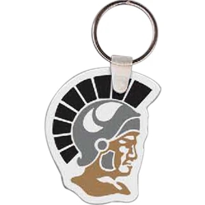 Full Color On White Item - 1.85" X 2.19" - Full Color Trojan Mascot Shaped Key Tag