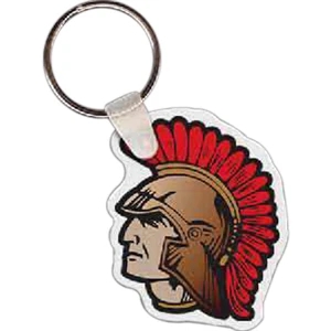 Full Color On White Item - 1.62" X 2" - Full Color Trojan Mascot Shaped Key Tag