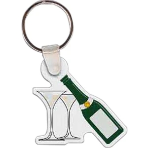 Full Color On White Item - Full Color Champagne And Glasses Shaped Key Tag, 1.89" W X 1.85" H