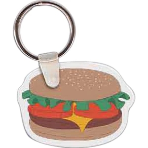 Full Color On White Item - 2.04" X 1.5" - Full Color Hamburger Shaped Key Tag