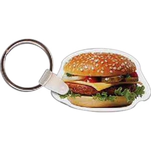 Full Color On White Item - 2.01" X 1.26" - Full Color Hamburger Shaped Key Tag