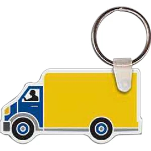 Full Color On White Item - 2.5" X 1.31" - Full Color Box Truck Shaped Key Tag