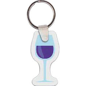 Full Color On White Item - Full Color Wine Glass Shaped Key Tag, 1.02" W X 2" H