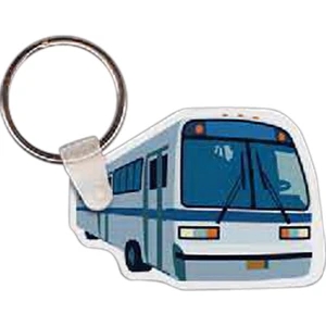 Full Color On White Item - Full Color Charter Bus Shaped Key Tag, 2.15" W X 1.5" H