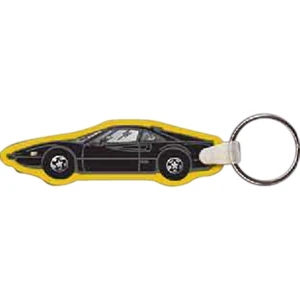 Full Color On White Item - 3.33" X 1.01" - Full Color Car Shaped Key Tag