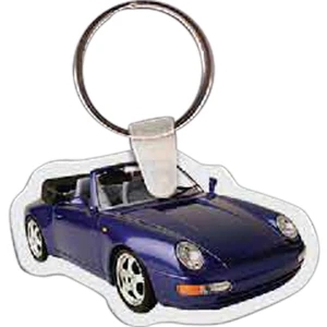 Full Color On White Item - 2.35" X 1.37" - Full Color Porsche Shaped Key Tag
