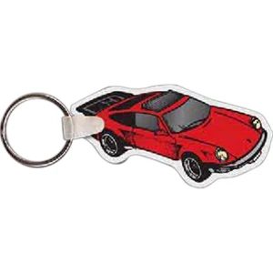 Full Color On White Item - 2.87" X 1.5" - Full Color Porsche Shaped Key Tag
