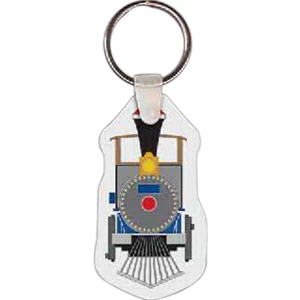 Full Color On White Item - 1.37" X 2.50" - Full Color Train Shaped Key Tag