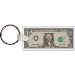 Full Color On White Item - Full Color Dollar Bill Shaped Key Tag, 2.75" W X 1.25" H