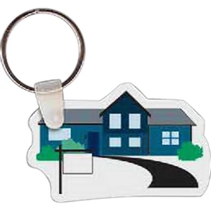 Full Color On White Item - 2.29" X 1.49" - Full Color House Shaped Key Tag