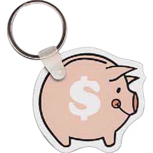 Full Color On White Item - Full Color Piggy Bank Shape Key Tag, 2" X 1.88"