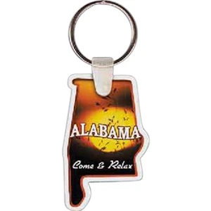 Full Color On White Item - Full Color Alabama Shape Key Tag, 1.34" X 2.15"