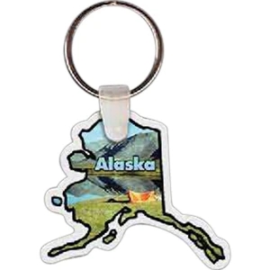Full Color On White Item - Full Color Alaska Shape Key Tag, 2.04" X 1.73"