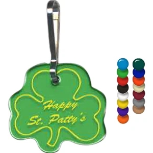 Full Color On Color Item - Full Color Shamrock Shape Zippy Clip, 1.1" X 1.03"