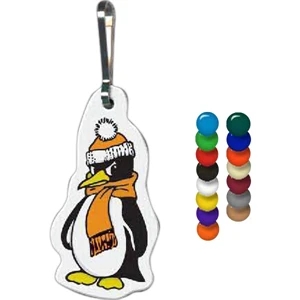 Full Color On Color Item - Full Color Penguin Shape Zippy Clip, 0.94" X 1.86"