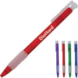 Alecia - Slim Body Translucent Click Pen With White Translucent Comfort Grip